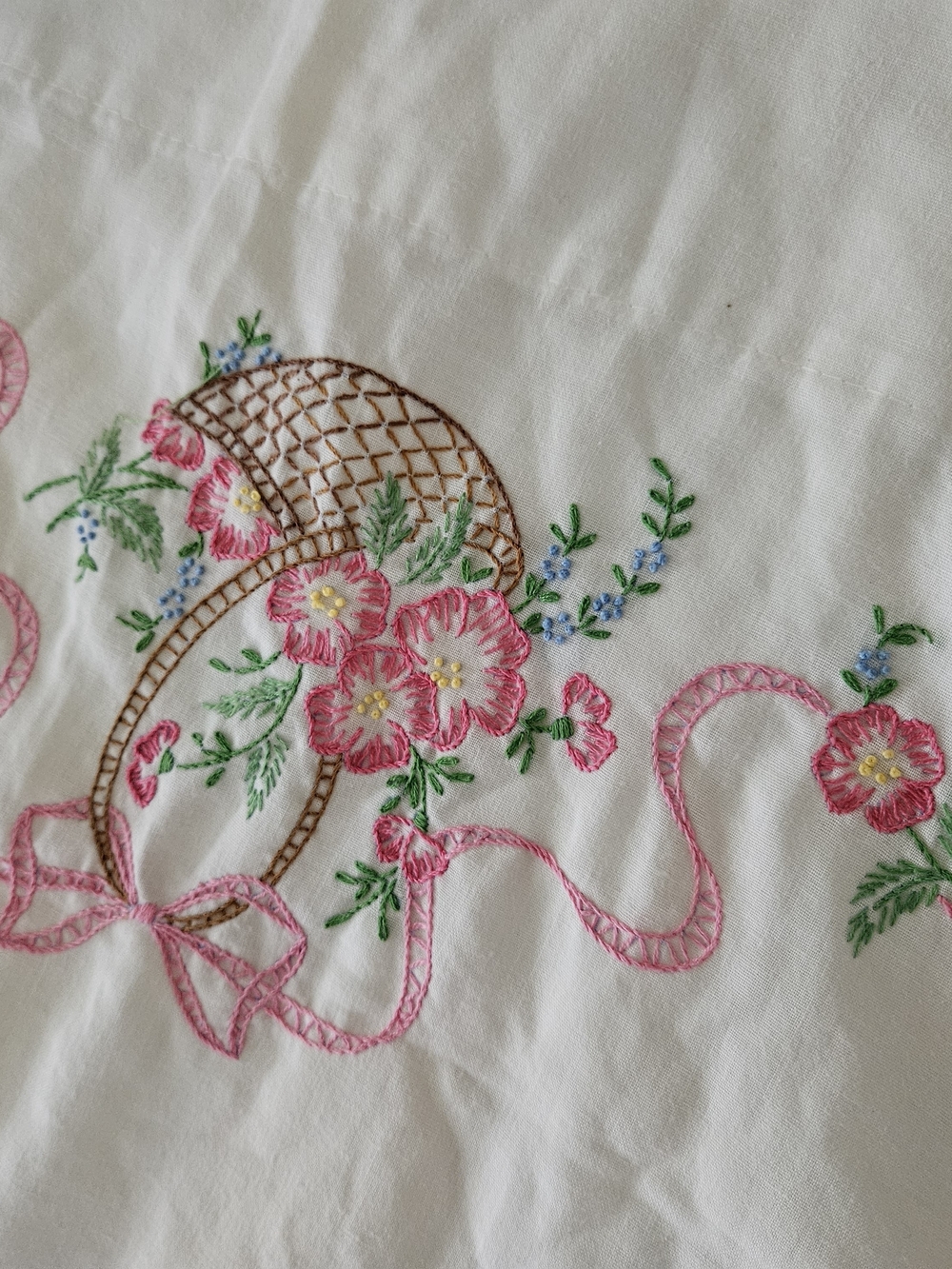 Vintage Embroidered Pillowcase